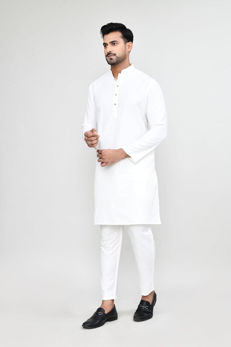 POLY2FAB Hathkargha Men's Cotton Regular Fit Kurta Pyjama Set - Ethnic Wear with Mandarin Collar & Full Sleeves - Image 3